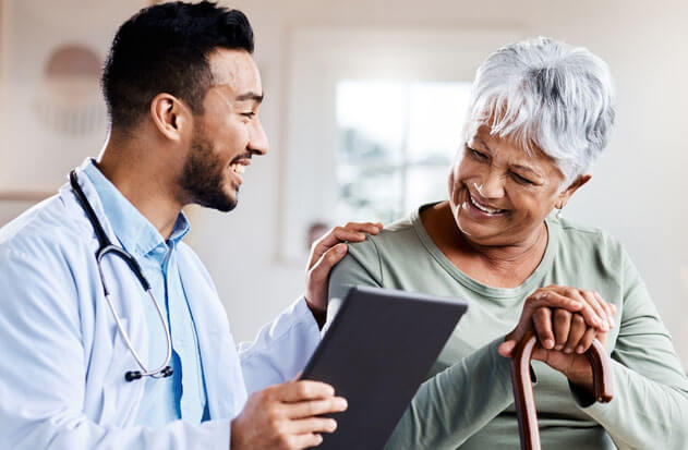 Doctor discussing report with patient